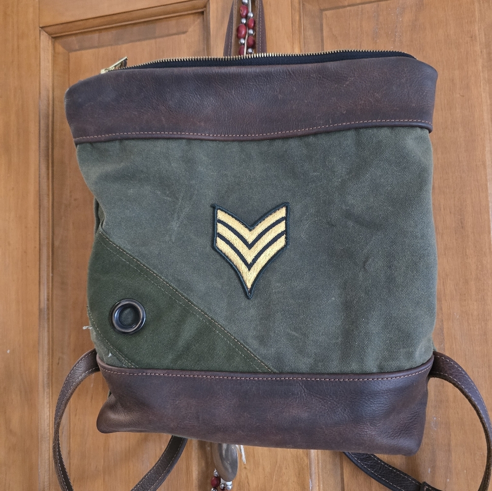 Rebychandbags Military Canvas Gromet Backpack Handbag